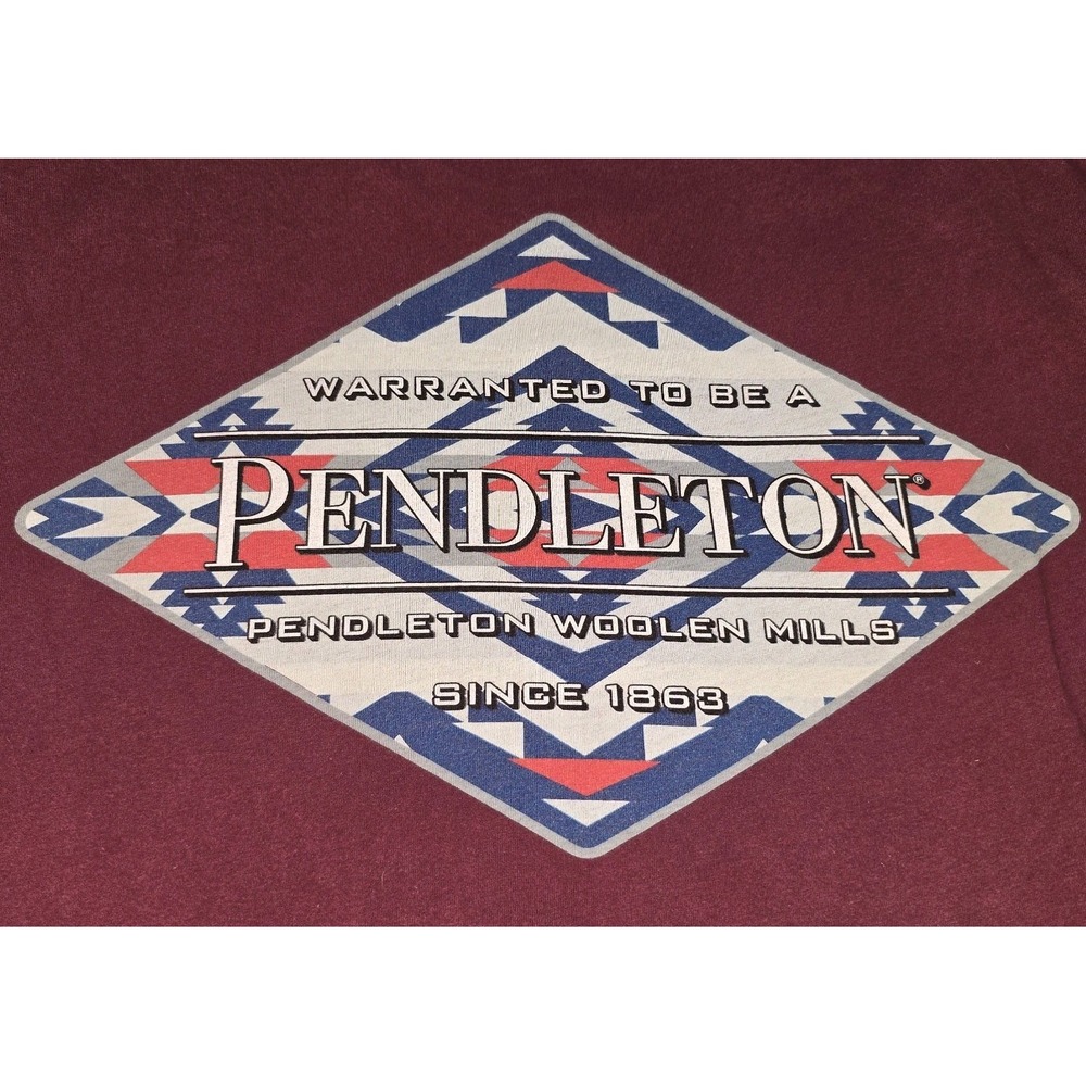 Pendleton Mens‎ Burgundy Aztec Print Short Sleeve Crew Neck Tee Shirt Size Large